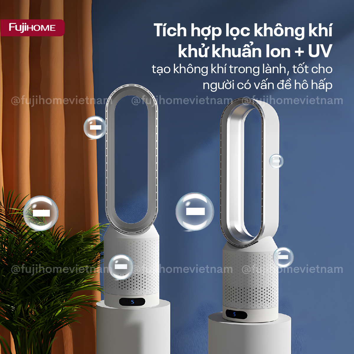 Hình ảnh chi tiết Quạt không cánh mini lọc không khí khử khuẩn Anion + UV Fujihome BF16 - Ảnh số 14