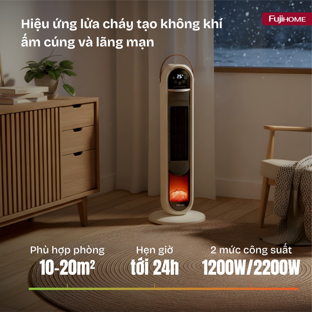 Hình ảnh chi tiết Quạt sưởi gốm điều khiển bằng giọng nói Fujihome FH202 - Ảnh số 22