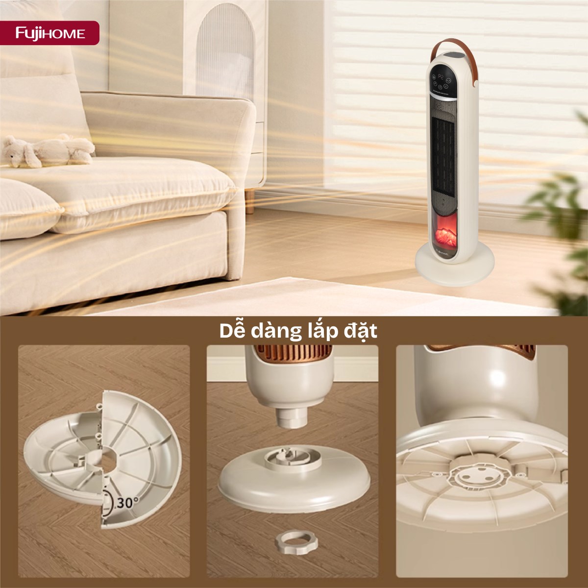 Hình ảnh chi tiết Quạt sưởi gốm điều khiển bằng giọng nói Fujihome FH202 - Ảnh số 30