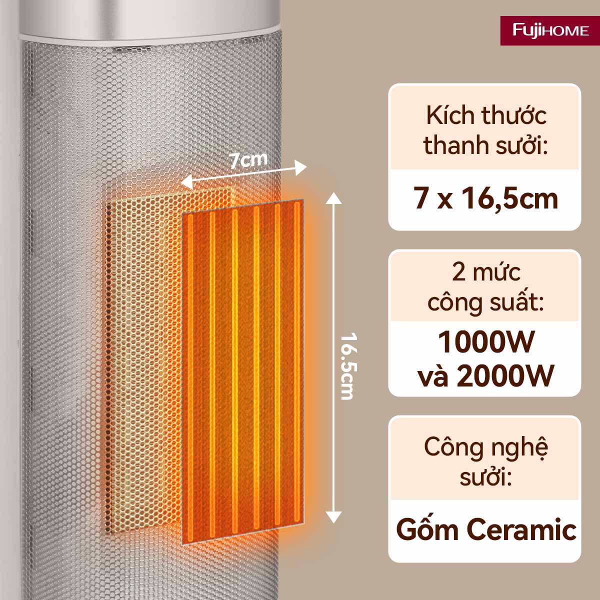 Hình ảnh chi tiết Quạt sưởi gốm Fujihome FH3100M - Ảnh số 18