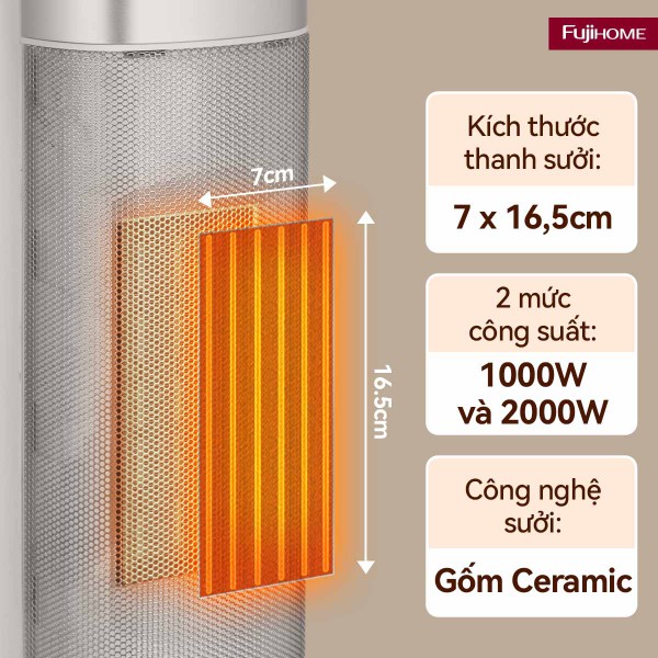 Hình ảnh chi tiết Quạt sưởi gốm Fujihome FH3100M - Ảnh số 4
