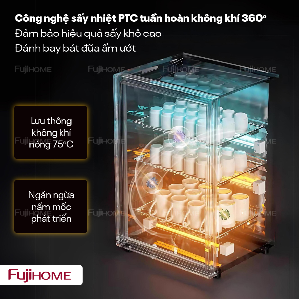 Hình ảnh chi tiết Tủ sấy chén bát tiệt trùng Fujihome DD128 (IMEI) - Ảnh số 4