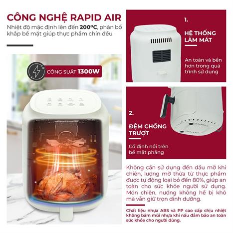 Hình ảnh chi tiết Nồi chiên không dầu mini Fujihome A3 ( 3,2lit) - Ảnh số 4